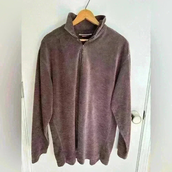 Cotton Stuff Purple  1/4 Zip Up Corduroy Lightweight Jacket, Made in USA, Size L - Picture 1 of 7